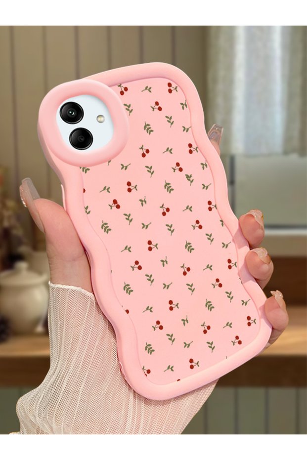 Samsung Galaxy M13 Compatible Shockproof Simple Pink Silicone Phone Case Flower Pattern
