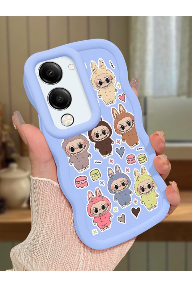 Vivo Y19S Compatible Shockproof Simple Blue Silicone Phone Case Labubu Pattern