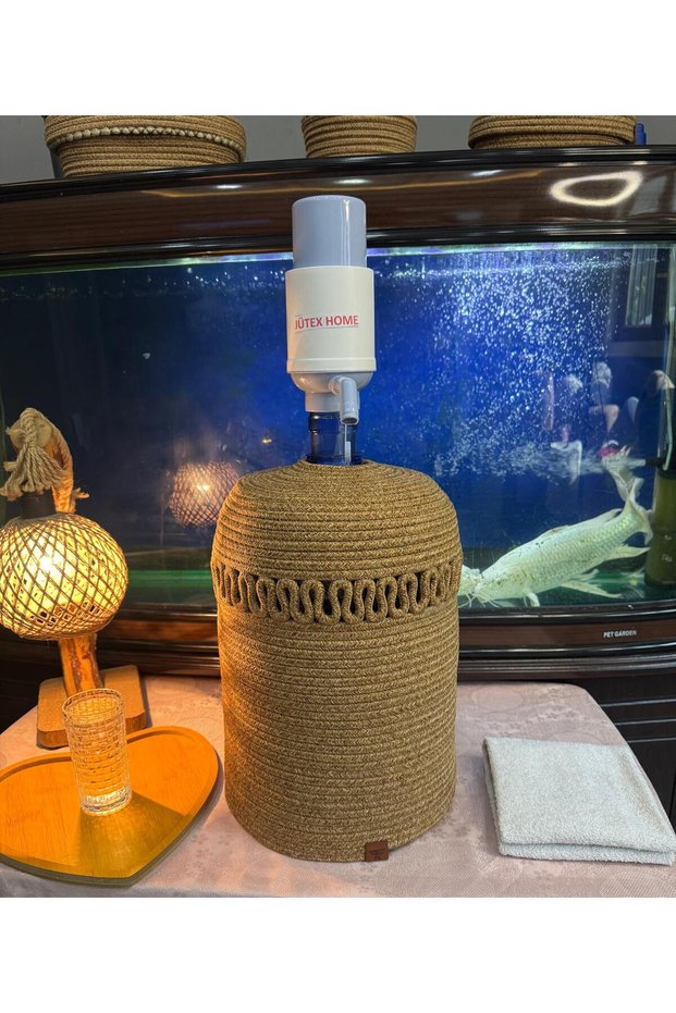Bottle Cover with Jute Straw Bamboo Pattern, Natural Jute Look, Decorative Basket, Bottle Cover