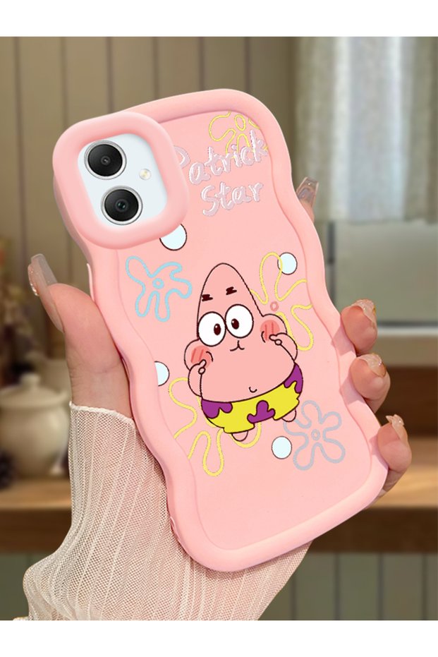 Samsung Galaxy A05 Compatible Shockproof Simple Pink Silicone Phone Case Spongebob Pattern