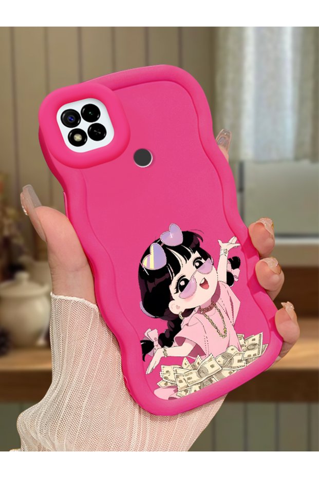 For Poco C31 Compatible Shockproof Simple Red Silicone Phone Case Cute Girl Pattern