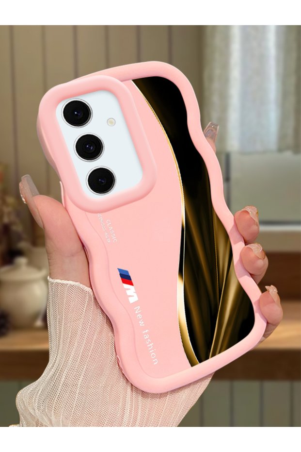 Samsung Galaxy S24 Fe Compatible Shockproof Simple Pink Silicone Phone Case Bmw Pattern