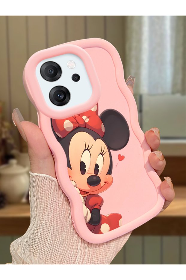 Oppo Reno 14F Compatible Shockproof Simple Pink Silicone Phone Case Minnie Pattern