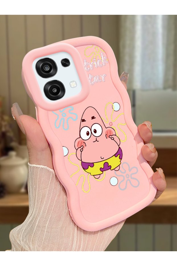 Oppo A6 Pro 5g Compatible Shockproof Simple Pink Silicone Phone Case Spongebob Pattern