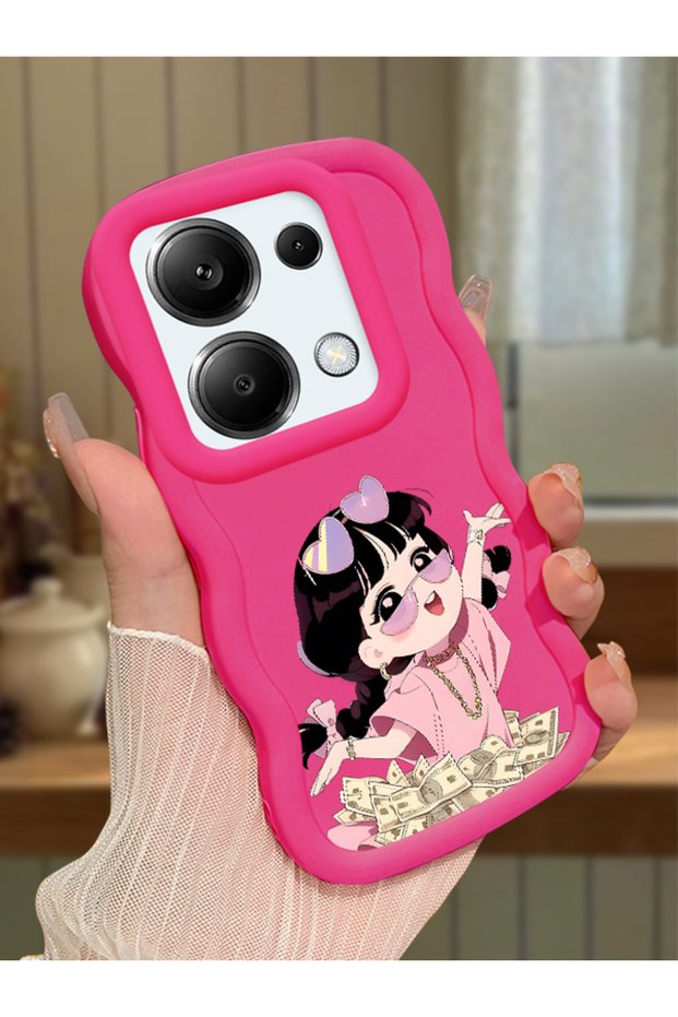 Case for Redmi Note 13 Pro 4g Compatible Shockproof Simple Red Silicone Phone Cover Cute Girl Pattern