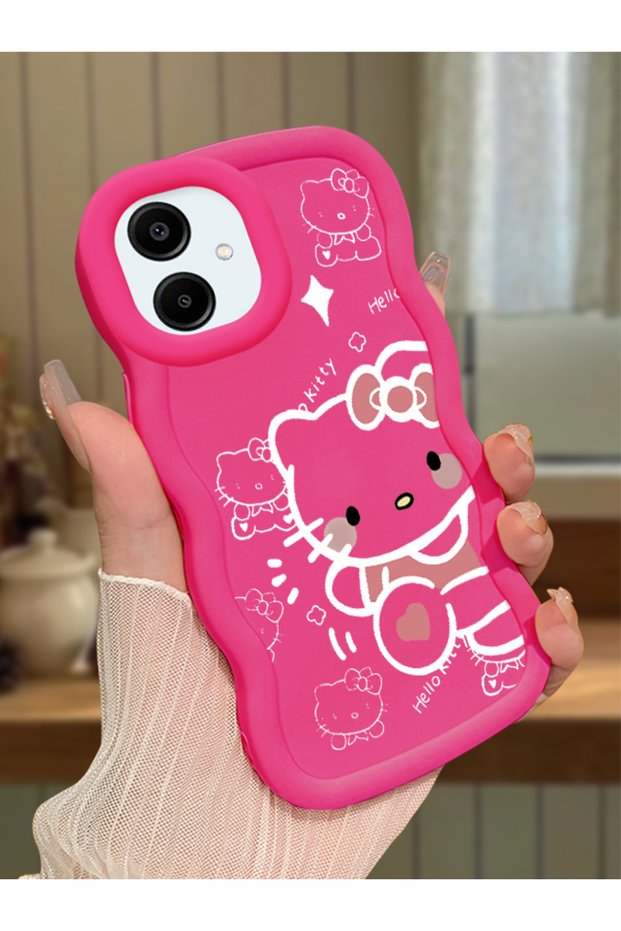 Samsung Galaxy A06 Compatible Shockproof Simple Red Silicone Phone Case Hello Kitty Pattern