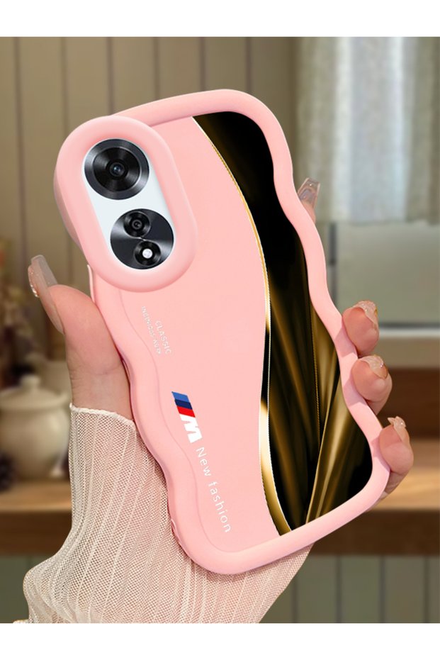 Oppo A60 Compatible Shockproof Simple Pink Silicone Phone Case Bmw Pattern