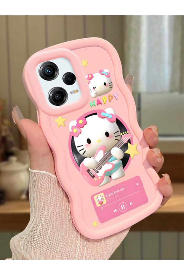 Redmi Note 12 Pro 5g Compatible Shockproof Simple Pink Silicone Phone Case Hello Kitty Pattern