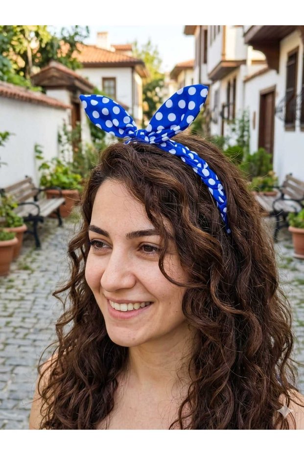 Blue Polka Dot Knotted Hair Band Bandana Wire Band Hair Accessory Mother's Day Gift
