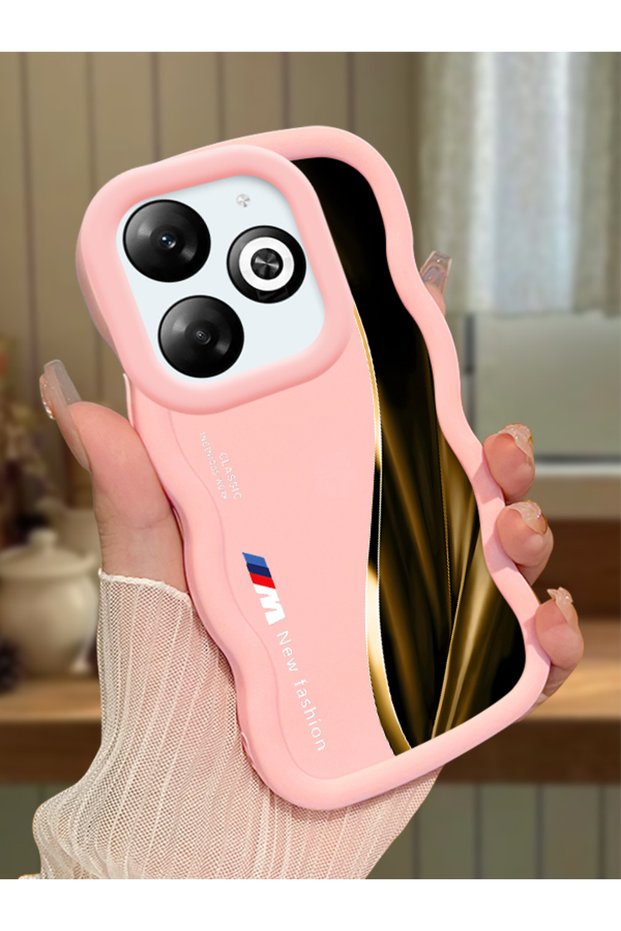 Infinix Hot 40I Compatible Shockproof Simple Pink Silicone Phone Case Bmw Pattern