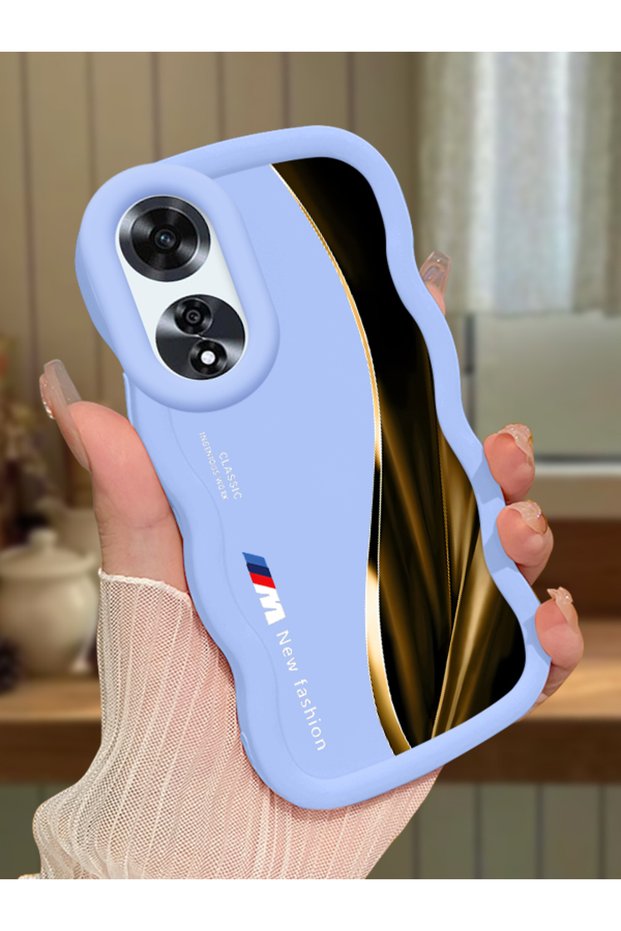 Oppo A60 Compatible Shockproof Simple Blue Silicone Phone Case Cover Bmw Pattern