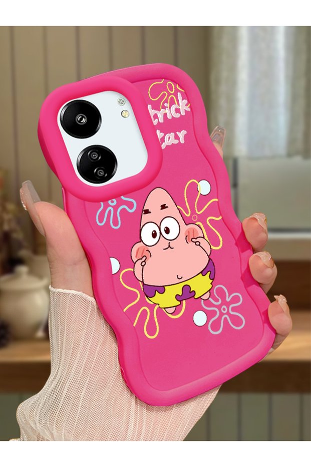 Redmi 13C Compatible Shockproof Simple Red Silicone Phone Case Spongebob Pattern