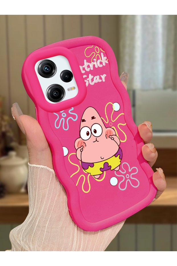حافظة هاتف Redmi Note 12 Pro 5G متوافقة مع السيليكون الأحمر البسيط المقاوم للصدمات بنمط سبونج بوب