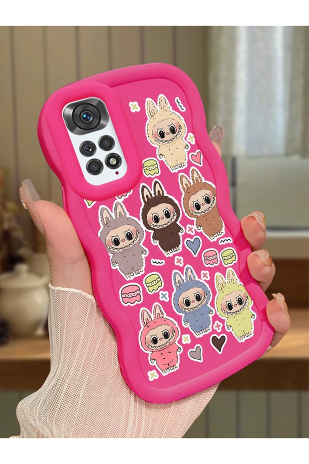 Redmi Note 11 Compatible Shockproof Simple Red Silicone Phone Case Labubu Pattern
