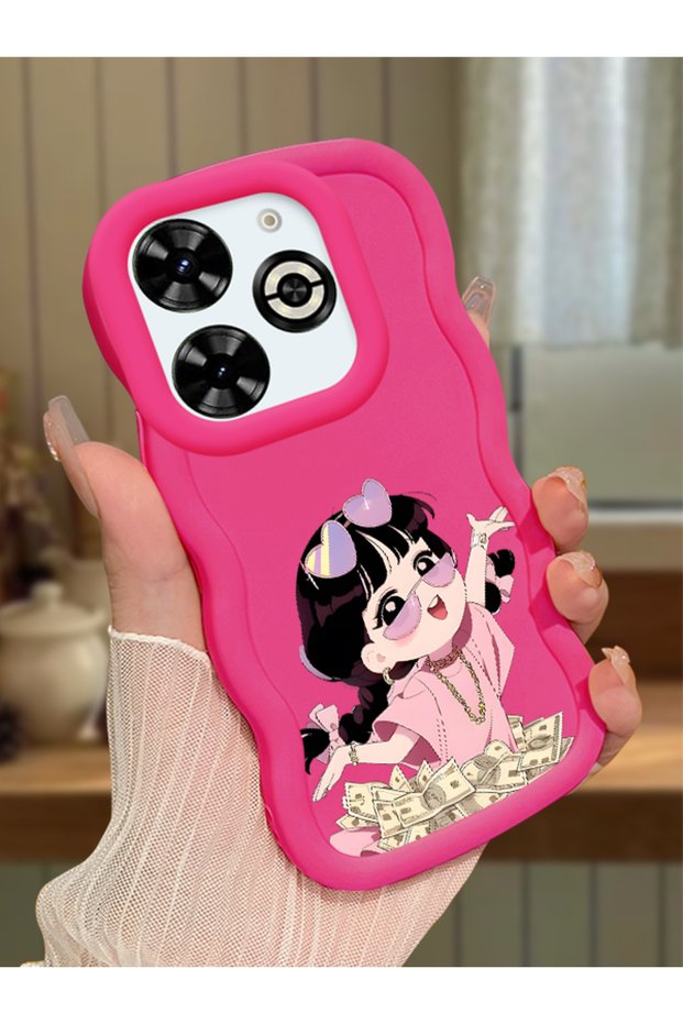 For Infinix Smart 8 Plus Compatible Shockproof Simple Red Silicone Phone Case Cute Girl Pattern