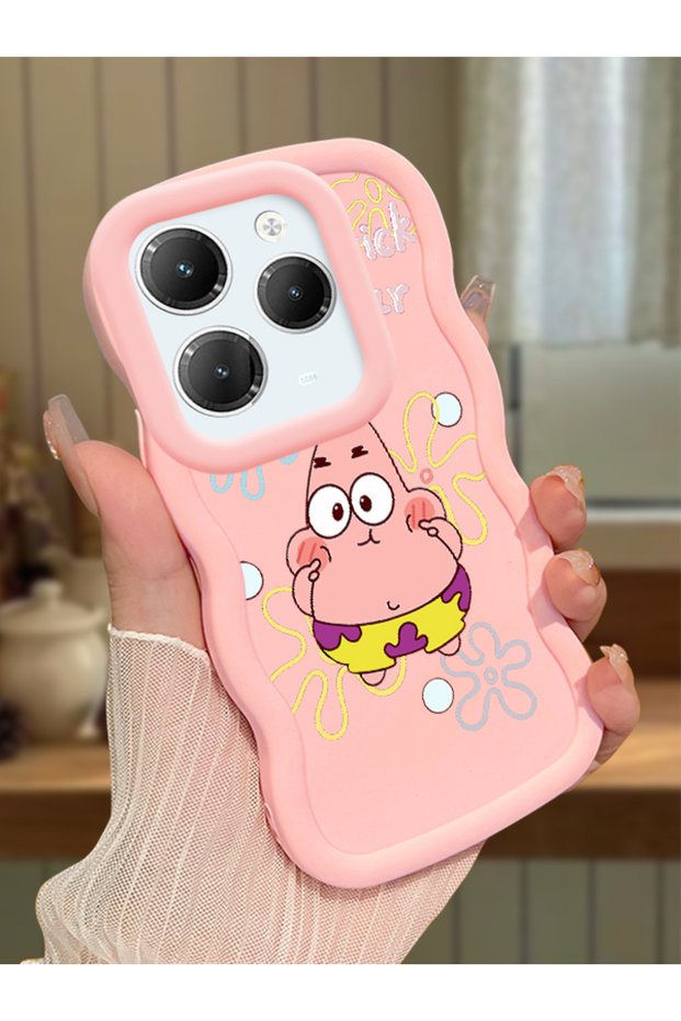 Infinix Hot 40 Pro Compatible Shockproof Simple Pink Silicone Phone Case Spongebob Pattern
