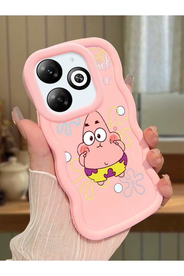 Infinix Smart 8 Compatible Shockproof Simple Pink Silicone Phone Case Spongebob Pattern