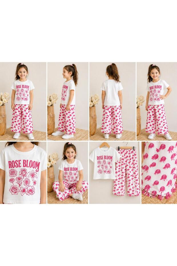 Girl's T-Shirt Woven Pants Bottom Set
