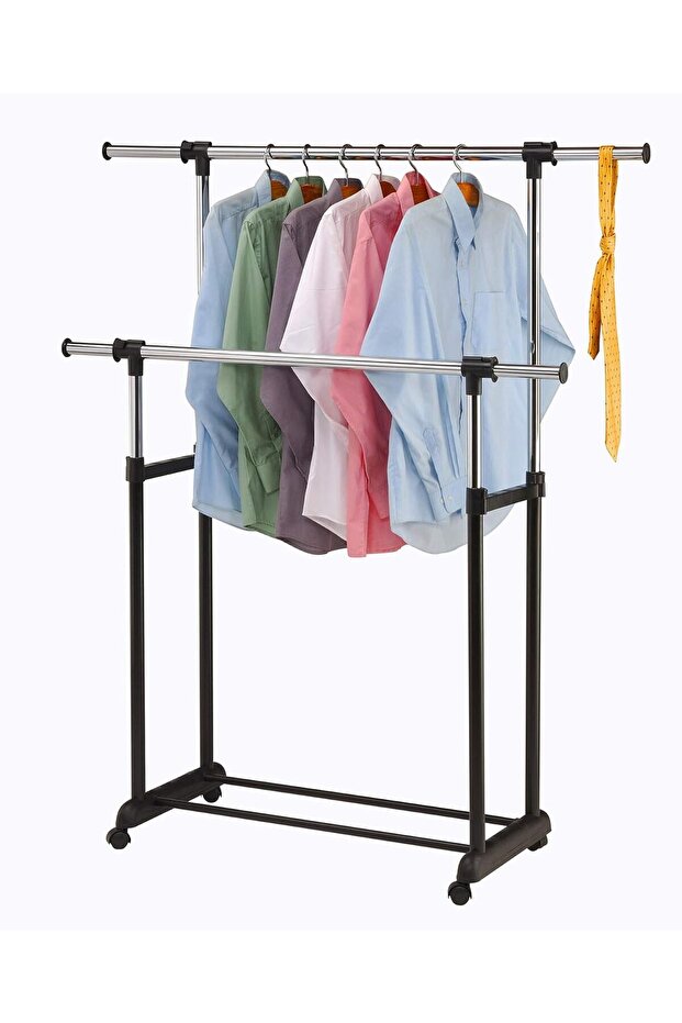 Double Garment Rack with Extendable Pipes