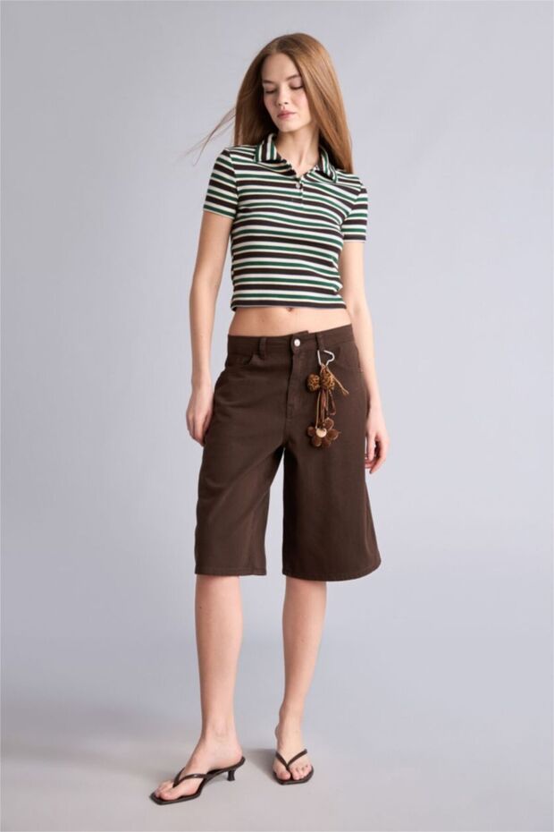 Regular Fit Polo Neck Ribbed Short Sleeve T-Shirt G9869Ax26Sp