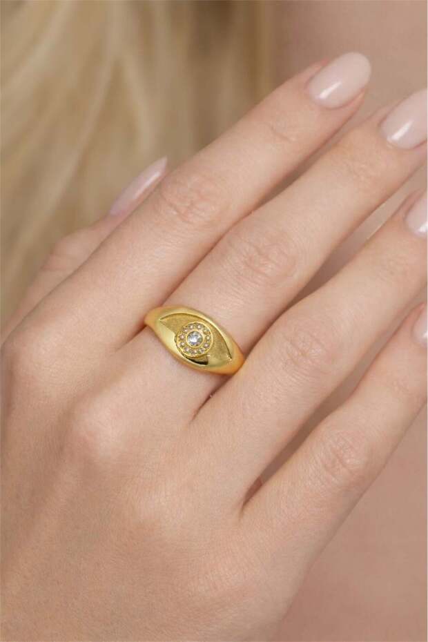 Eye Model Stone Gold Ring - 1