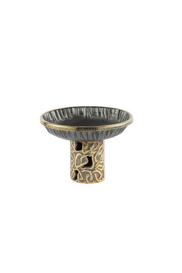Anthracite Brass Antique Decorative Bowl 31X22Cm