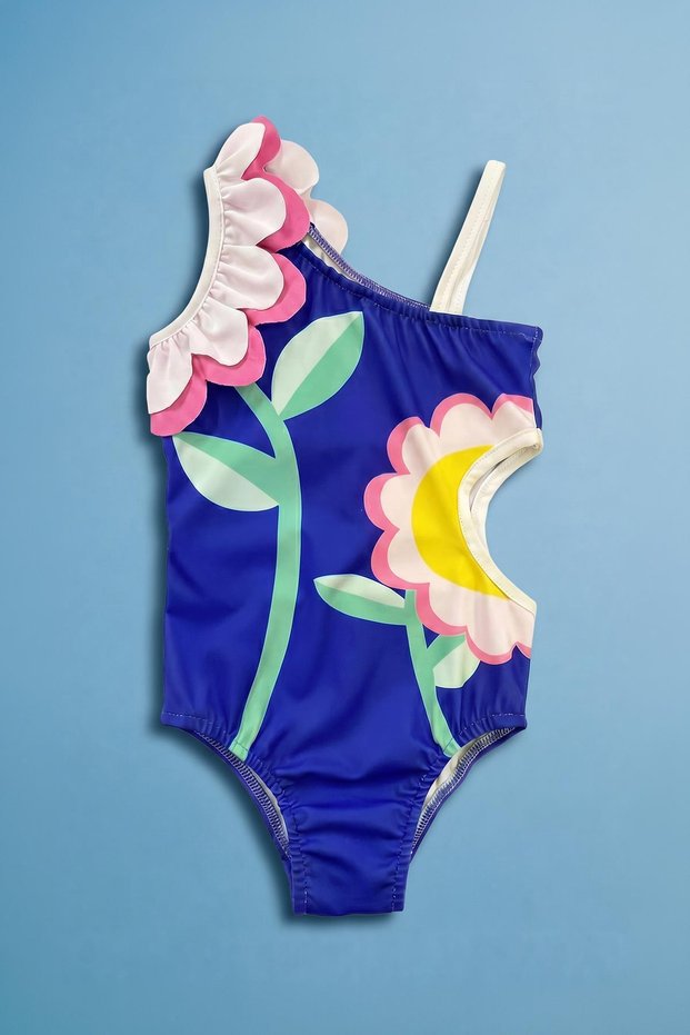 Girl's Swimsuit with Floral Detail