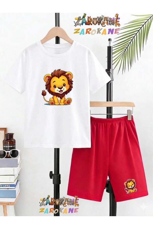 Lion Puppy Printed Top and Shorts/T-Shirt Summer Children's Two-Piece Set
