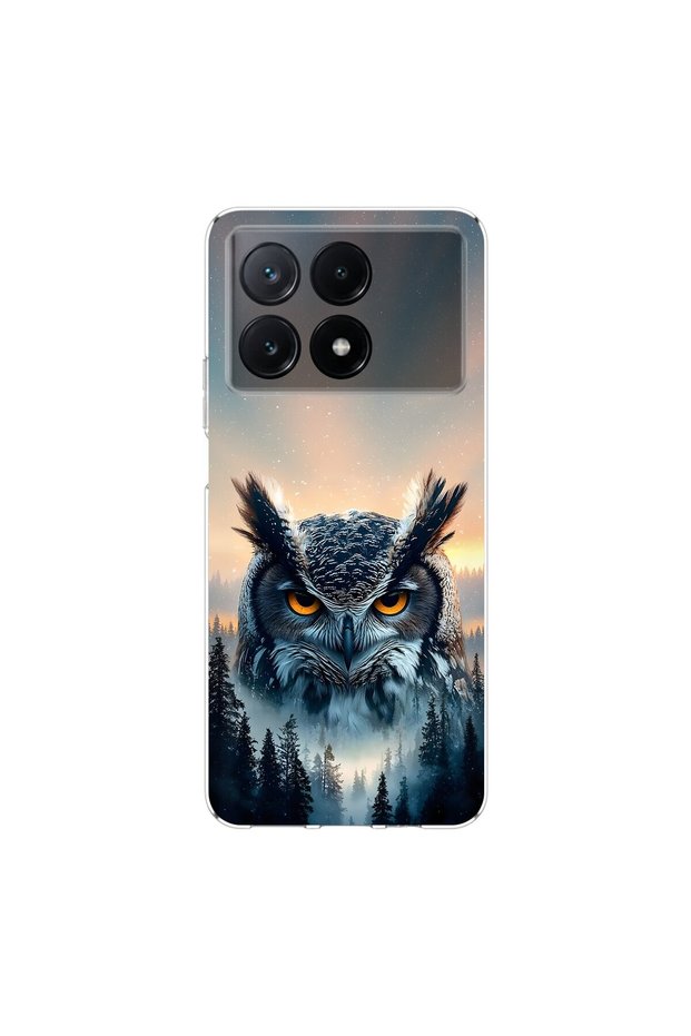 Poco X6 Pro Compatible Owl Design Transparent Case