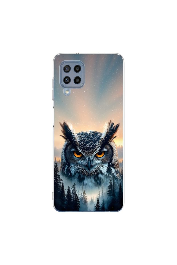 Samsung Galaxy M22 Compatible Owl Design Transparent Case