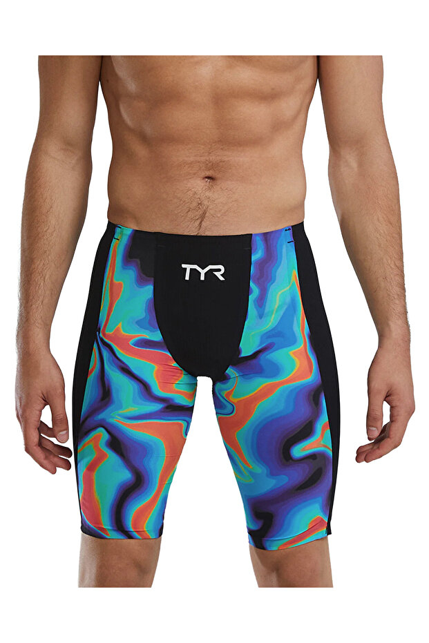 Tyr Men's Racing Swimsuit Shockwave Jammer Crimson Red Turquoise Blue