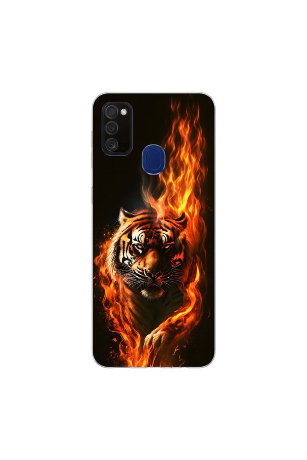 Samsung Galaxy M21 Compatible Tiger Design Transparent Case