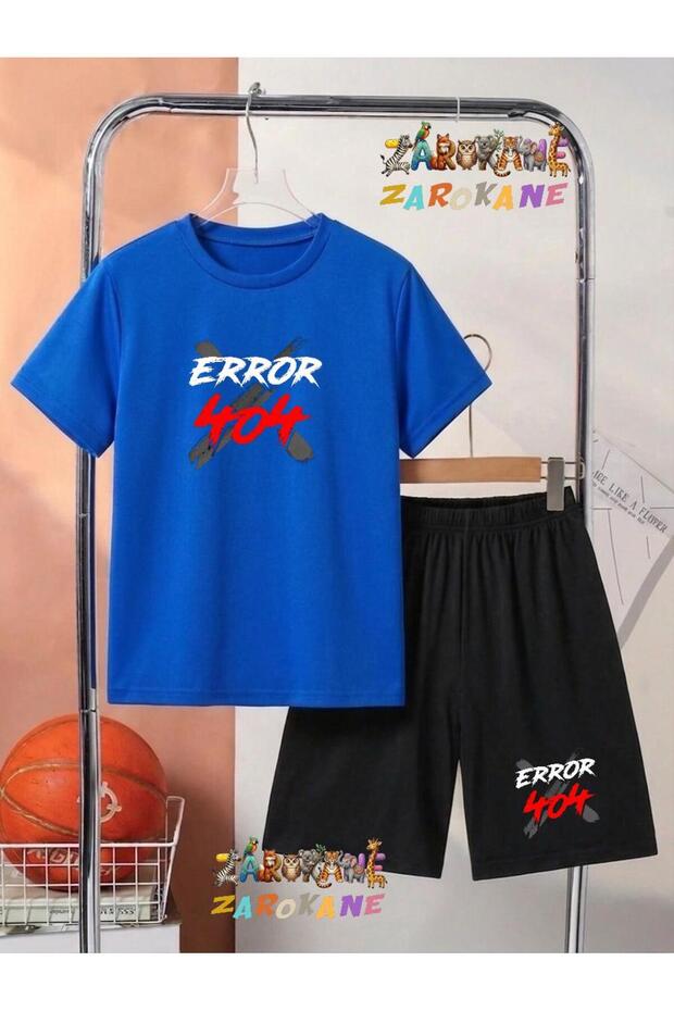 Eror Design Text Printed Top-Bottom Shorts/T-Shirt Two-Piece Summer Children's Set