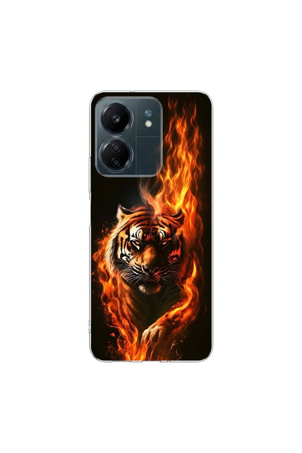 Redmi 13C Compatible Tiger Design Transparent Case