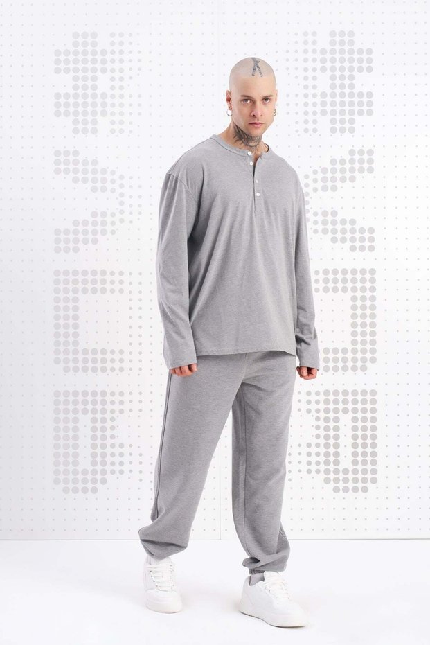 Gray Melange Long T-Shirt Panther