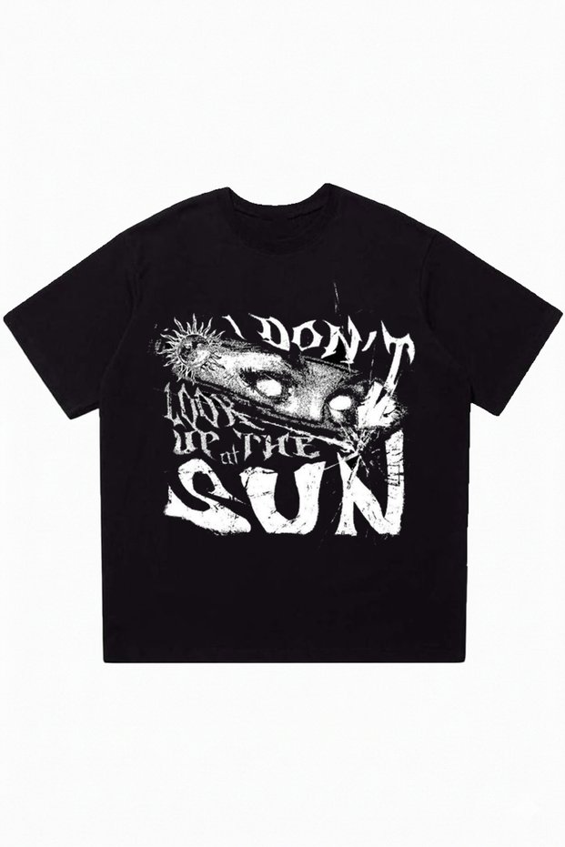 Blind to the Light Printed Black Oversize Crew Neck T-Shirt