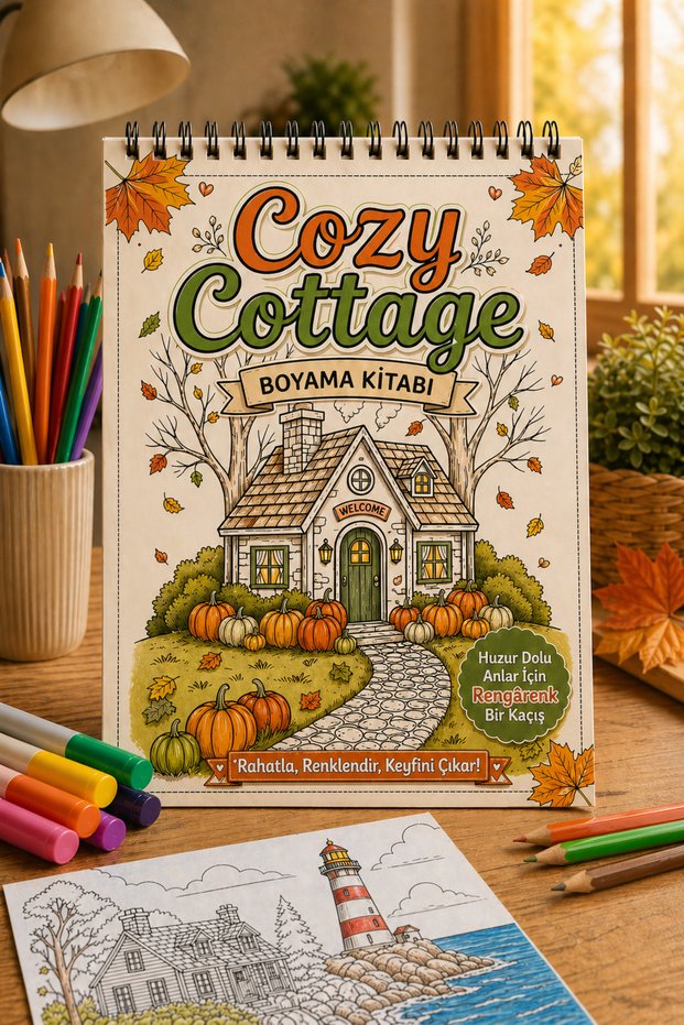 Cozy Cottage Coloring Pages – Relaxing for Adults 30 Pages A4 |   120Gr Thick Paper |   Stress Reducer