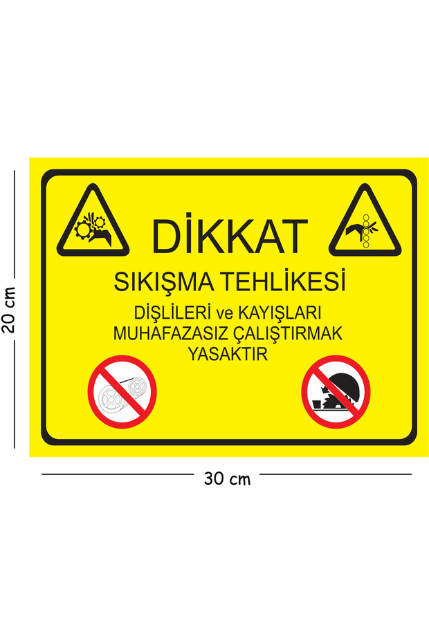 Metal Attention Jamming Hazard Gears and Belts Without Enclosures Operation Prohibited 20X30 cm A4