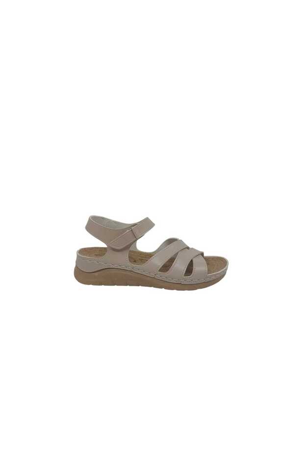 Jasmine 350 Women's Cream Cross-Strapped Velcro Sandals