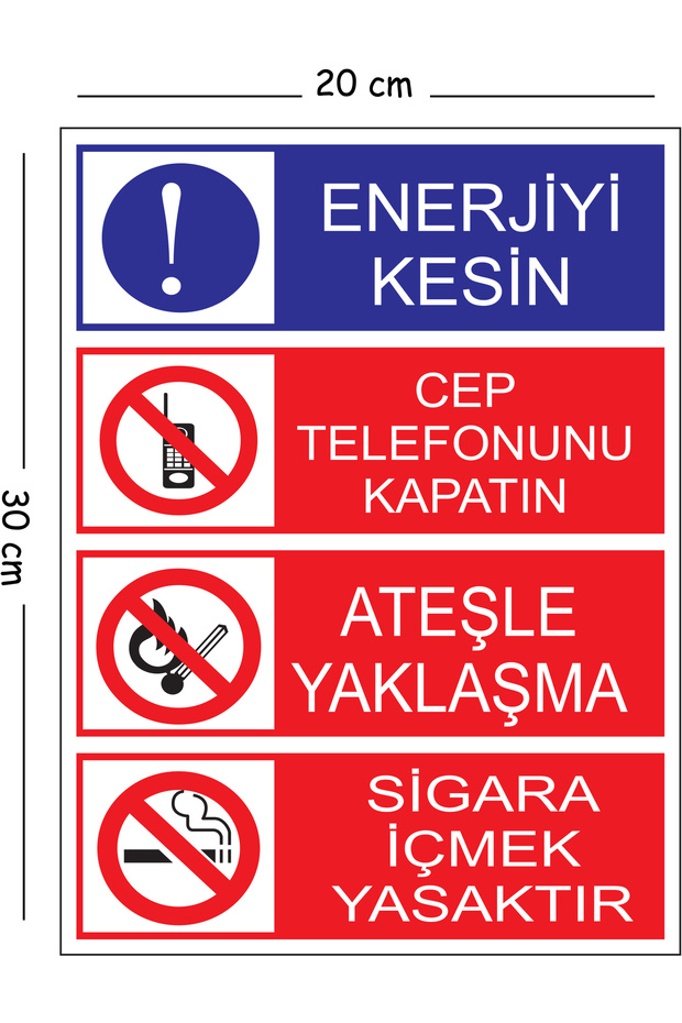 Metal Energy Cut Off Turn Off Mobile Phone Do Not Approach Fire 20X30 cm A4 Warning Work Safety Sign