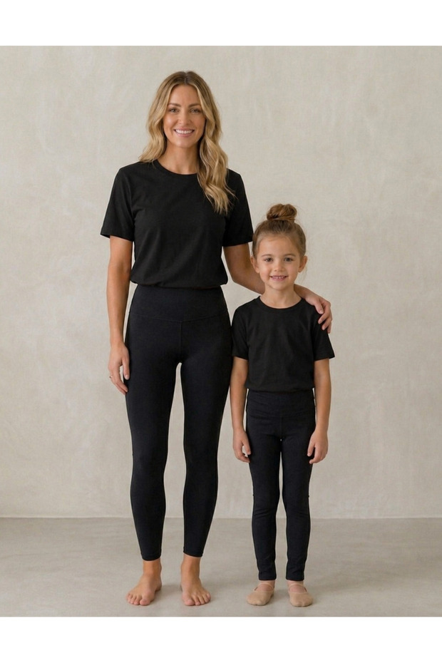 Mother Daughter Leggings and T-Shirt Set T-Shirt Set 100% Cotton Flexible Comfortable Casual Sports Combination (Sold Individually)