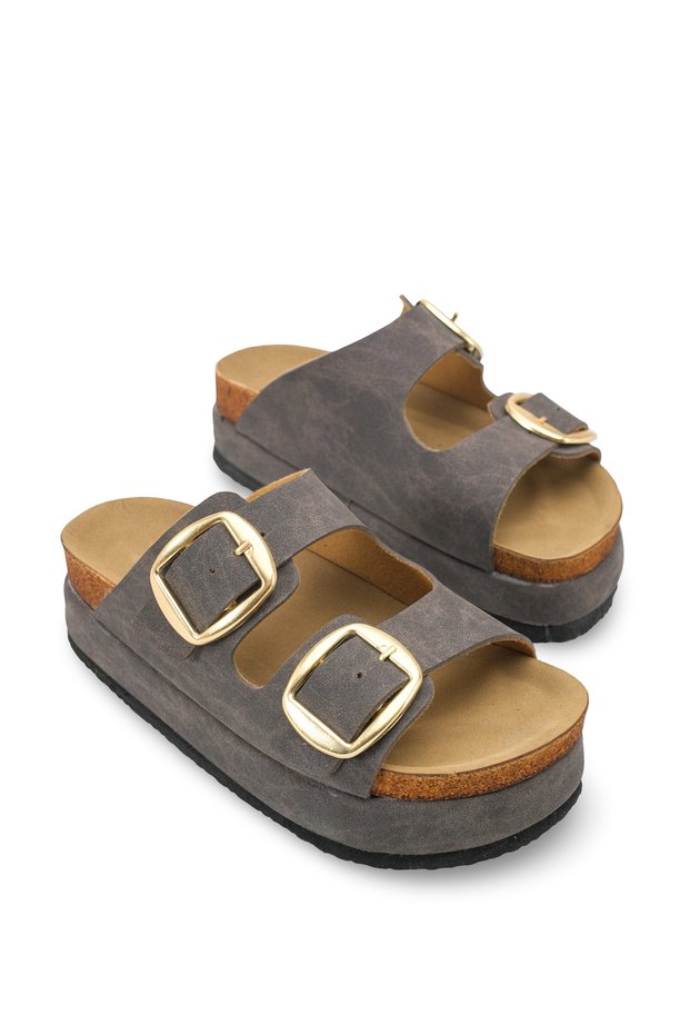 Adara Amara Women's Double Buckle Slippers 0012701 Brown