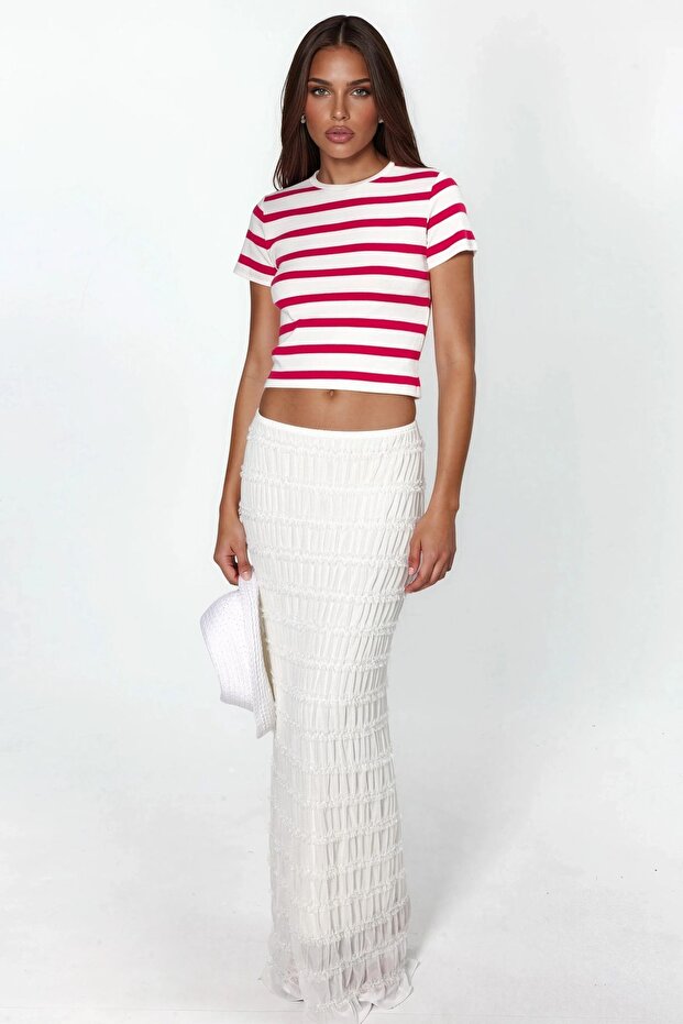BUSEM Tricou basic cu guler rotund și dungi - 5