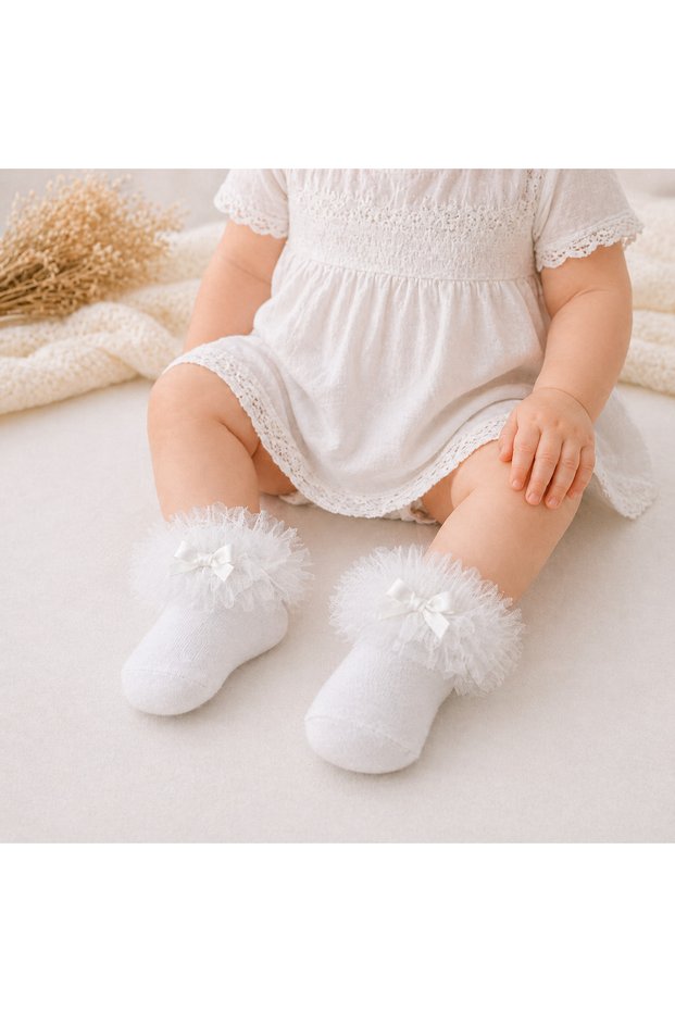 Minimiss Baby Tulle Princess Baby Socks with Ruffle Design