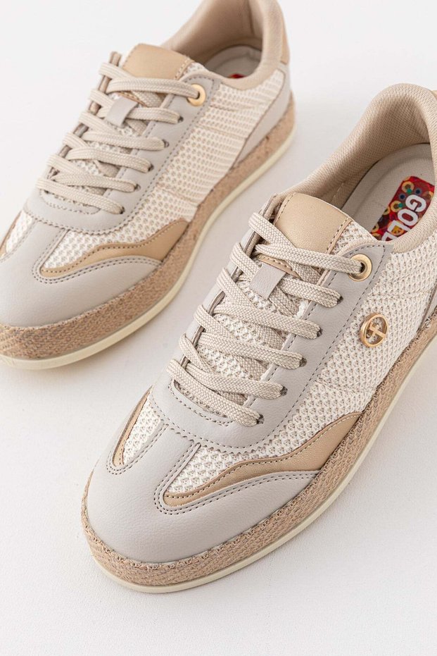 Women's Daily Beige Sneakers Lace-Up Comfortable Sneakers
