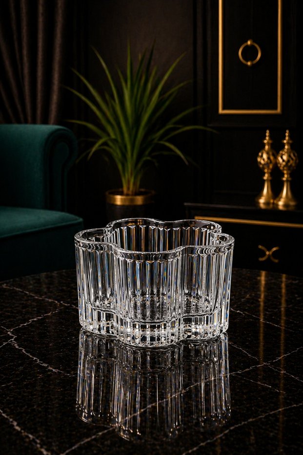 Set of 6 Origami Striped Glass Snack Bowls & Turkish Delight Bowls – Stylish Serving Bowl, Modern Design