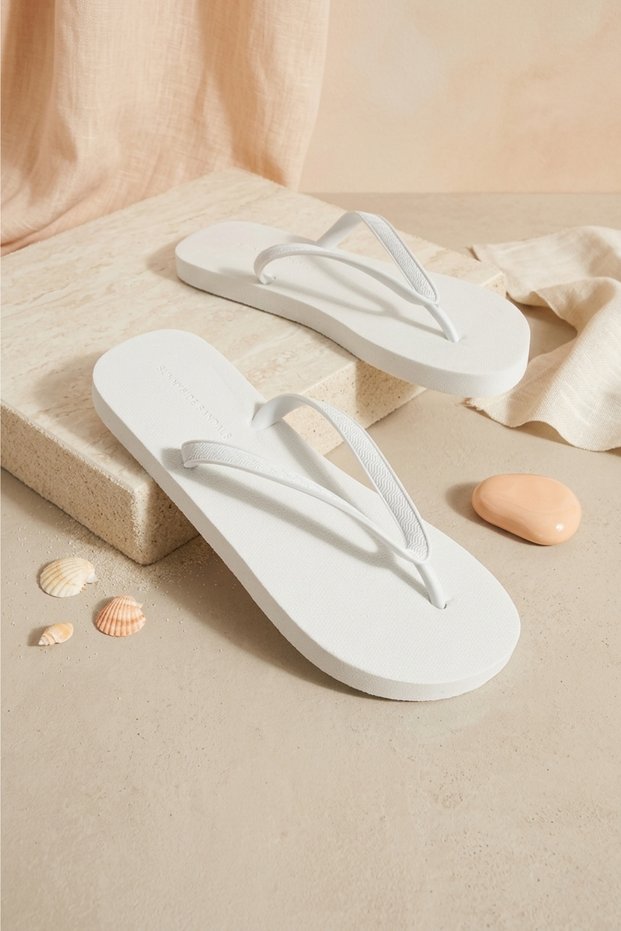 Women's White Comfortable Basic Flip-Flops for Daily Use, Beach and Pool Slippers