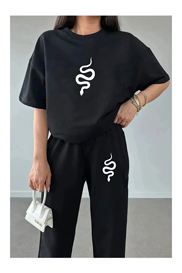 Silatrend Unisex Oversize Ultra Comfortable Summer Casual Short Sleeve T-Shirt Sweatpants Set Sportswear Basic