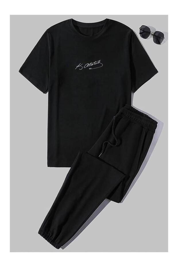 Silatrend Unisex Oversize Ultra Comfortable Summer Casual Short Sleeve T-Shirt Sweatpants Set Sportswear Basic