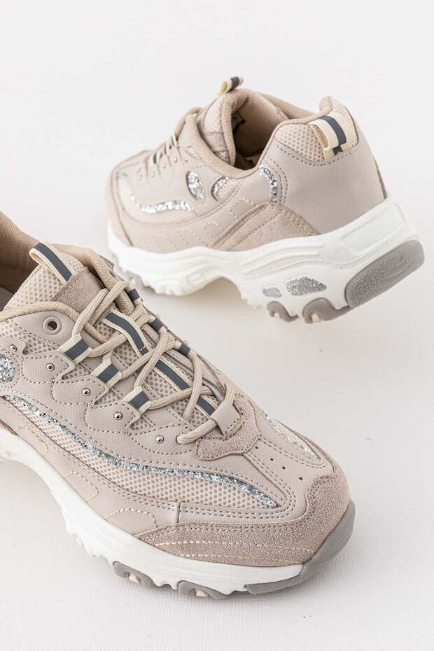 Women's Daily Beige Sneakers Lace-Up Comfortable Sneakers